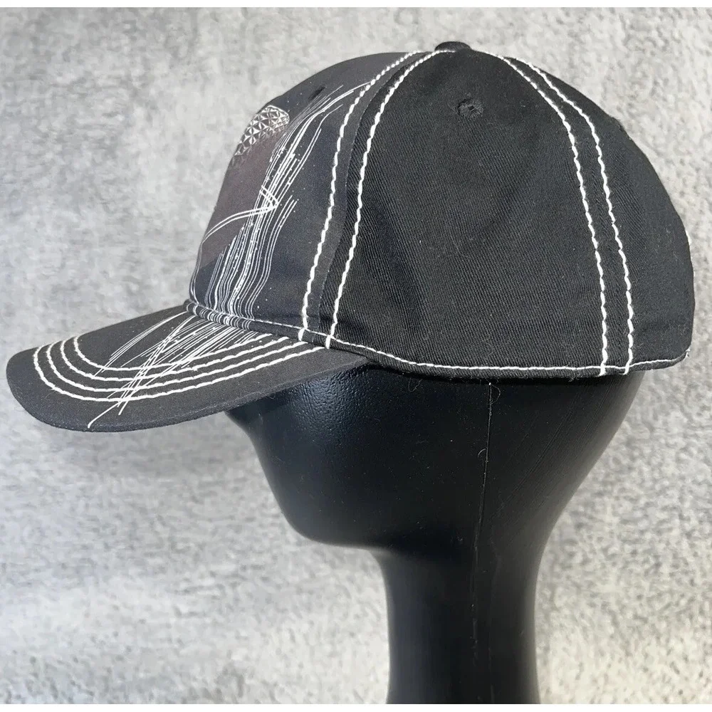 Disney Parks Epcot Center Black Spaceship Earth Adjustable Cap‎ Hat *Rare